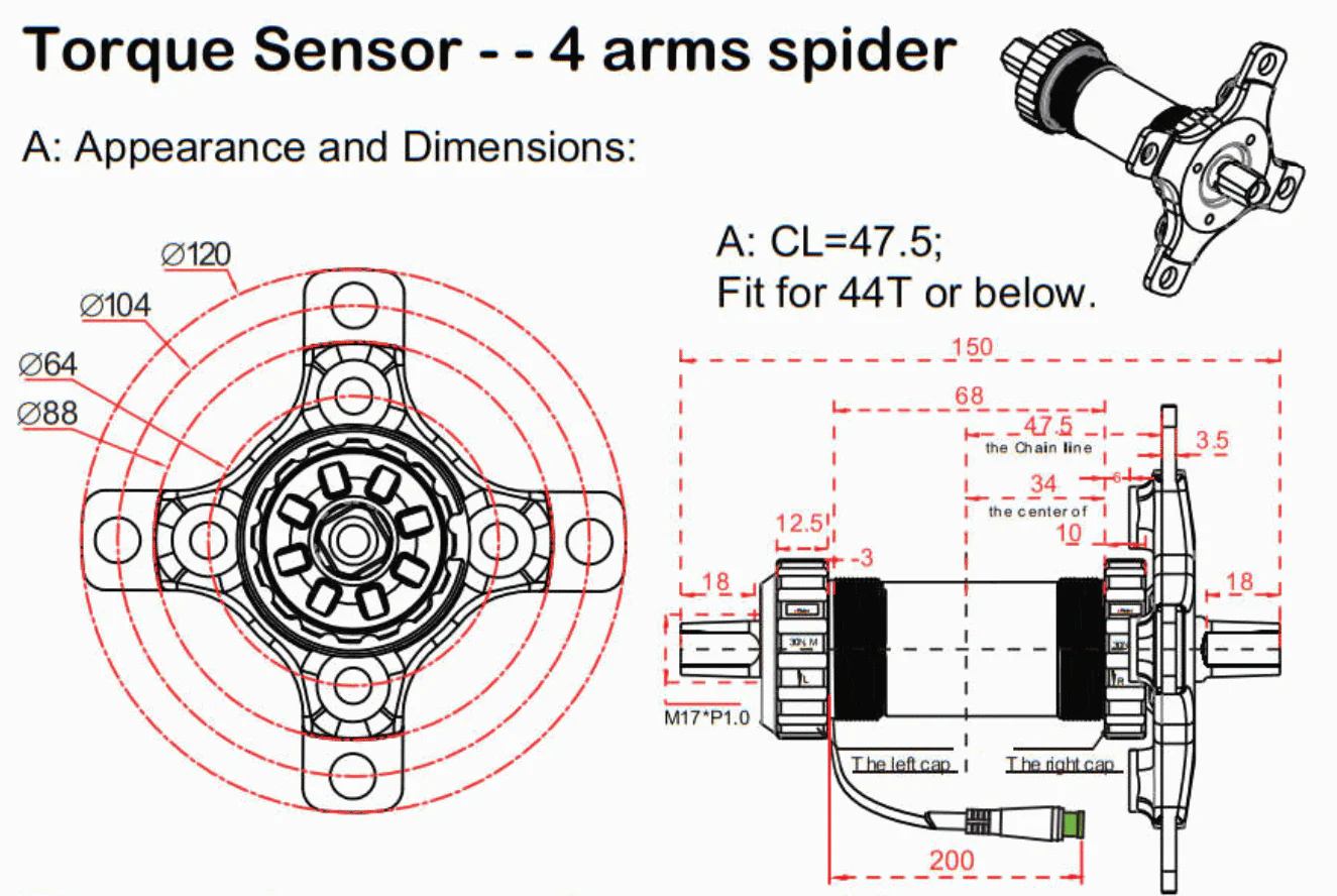 ERider-T17N Torque Sensor for 68mm BB Shells - Image 4
