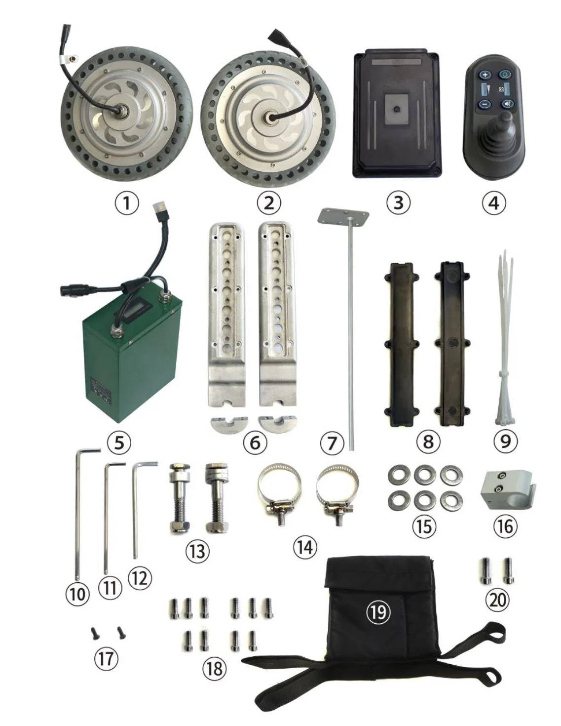 Electric Wheelchair Conversion Kit – DIY 24V 180W Dual Motor 8Inch Dual Wheel | Golden Motor - Image 3