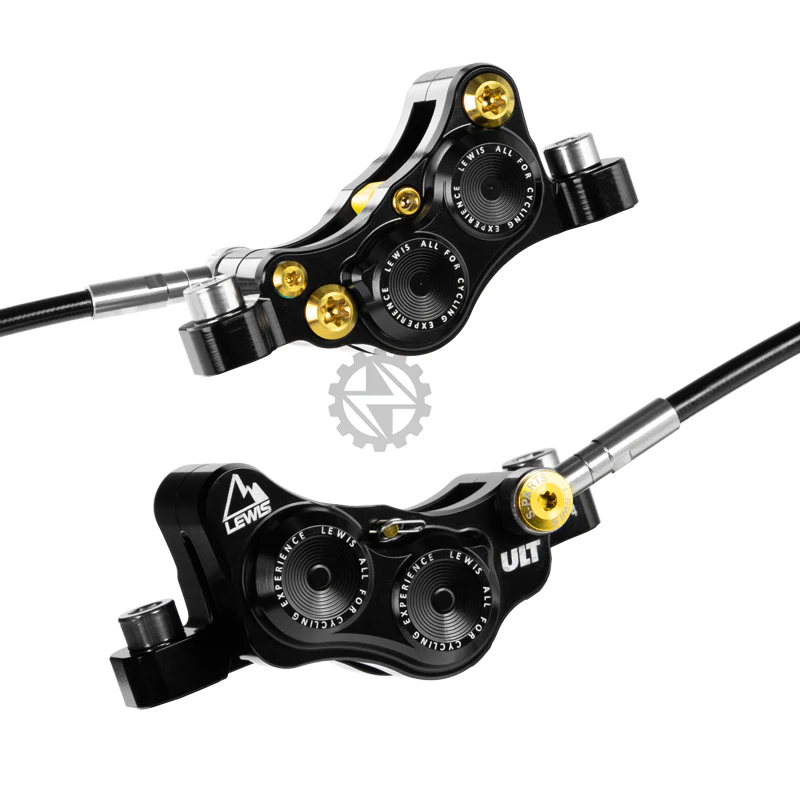 Lewis LHT (Titanium) 4-Pistons Hydraulic Brake Set (Front & Rear) Black - Image 5